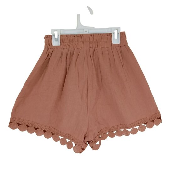 Cupshe Shorts 100% Cotton Womens XS Rust Brown Crochet Trim - Picture 7 of 9